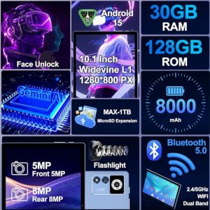 Android 15 Tablet with Keyboard & Gemini AI | 10″ HD Display
