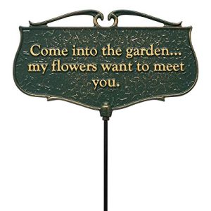 Cast Aluminum ‘Come Into The Garden’ Sign – Green