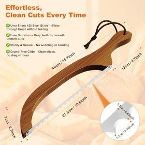 FTCIRA 16″ Walnut Bow Bread Knife – Serrated Stainless Steel