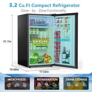 COWSAR 3.2 Cu.Ft Dorm Fridge with Freezer – Black