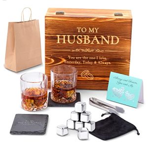 Whiskey Stones Gift Set with Glasses – Perfect for Husband