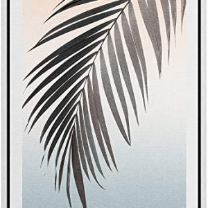 Framed Duotone Tropical Palm Leaf Canvas Wall Art 16×24