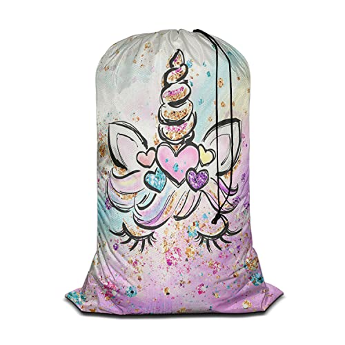 Swono Unicorn Laundry Bag - 28"x40" Locking Drawstring