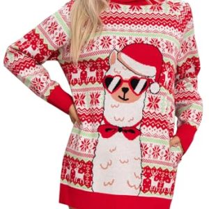 Women’s Ugly Christmas Sweater – Chunky Snowflake Pullover