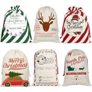 LDIWEE 6 Pack Large Santa Sacks – Reusable Christmas Gift Bags