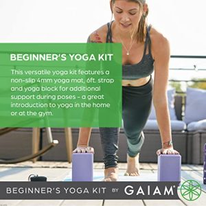 Gaiam Beginner’s Yoga Starter Kit – Mat, Block & Strap