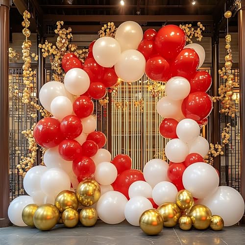 Red Balloon Arch Kit - 125 Pcs Mixed Size Balloons - Image 7