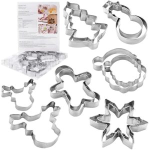 4″ Large Christmas Cookie Cutters – 6 Pc Stainless Steel Set