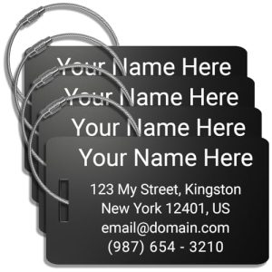 Personalized Heavy-Duty Metal Luggage Tags – Pack of 4