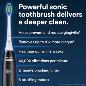 AURAGLOW Sonus Electric Toothbrush: 5 Modes, Travel Case