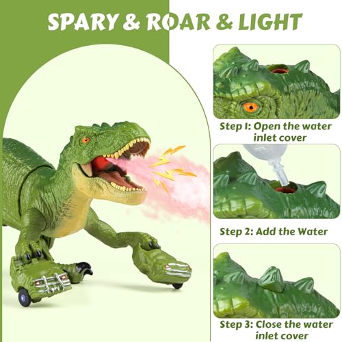 RC T-Rex Dinosaur Toy: Roar, Spray & Light for Kids 3-12 - Image 4