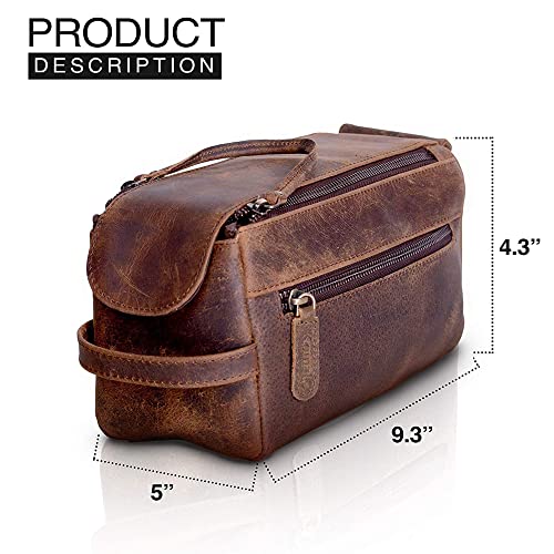 KOMALC Premium Buffalo Leather Unisex Toiletry Bag - Image 7