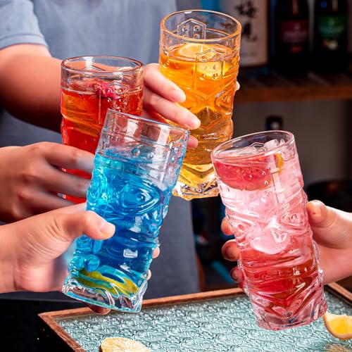 Claplante Tiki Glasses Set of 12 - 14 oz Modern Bar Cups - Image 7