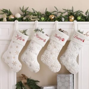 Personalized Faux Fur Christmas Stockings – 6 Pack, 22″ Large
