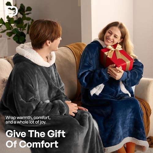 Giggling Getup Plaid Wearable Blanket Hoodie with Pocket - Image 8