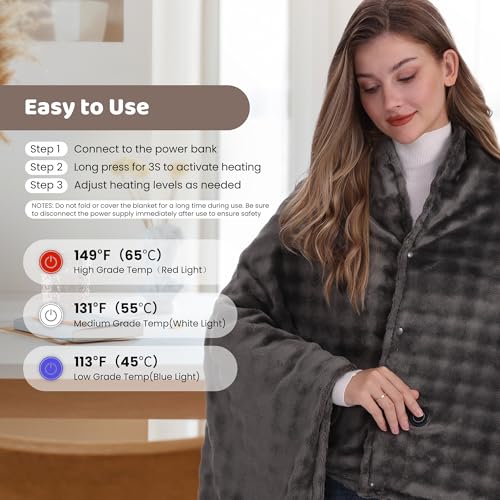 TZOSDOBO Cordless Heated Blanket, Portable with Power Bank - Image 4