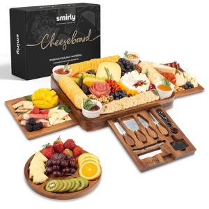 SMIRLY Large Walnut Wood Charcuterie Board Set with Accessories