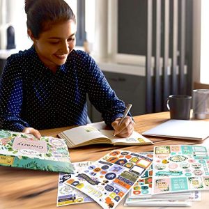 Aesthetic Greenery Gold Foil Planner Stickers for Journals