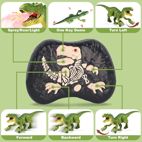 RC T-Rex Dinosaur Toy: Roar, Spray & Light for Kids 3-12 - Image 5