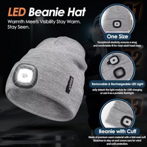 LED Beanie with Light – USB Rechargeable Headlamp Hat
