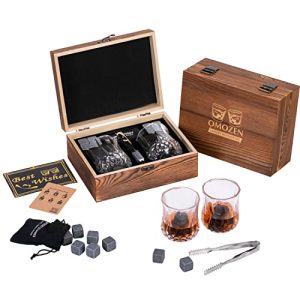 OMOZEN Whiskey Bar Set with Stones & Glasses – Gift for Men