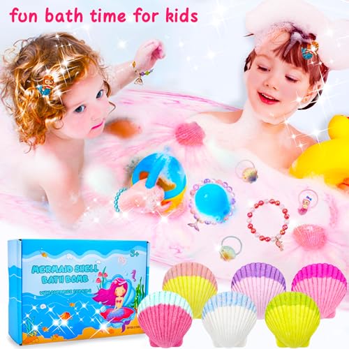 6 Pcs Mermaid Bath Bombs with Surprise Jewelry Toys - Image 3