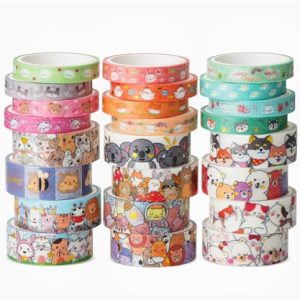 Cute Washi Tape Set – 24 Rolls Kawaii Gold Foil Animals