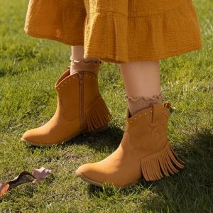 DREAM PAIRS Girls’ Western Ankle Boots with Tassel