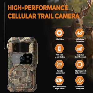 2.5K HD Solar Trail Camera – 4G LTE, Night Vision, IP66