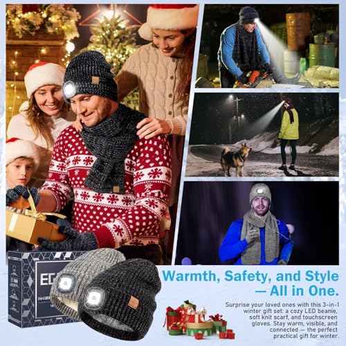 Men's LED Beanie 3-in-1 Winter Set: Light, Scarf, Gloves - Image 7