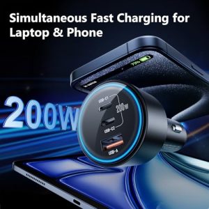 ROADRESS 200W Super Fast 3-Port USB C Car Charger