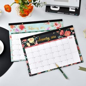 2026 Floral Desk Calendar & Wall Planner with Ruled Blocks