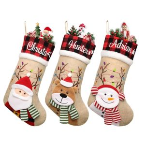 Personalized Burlap Christmas Stockings – Custom Embroidered