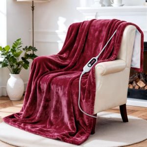 Electric Heated Blanket Throw – 5 Heat Levels, Auto-Off