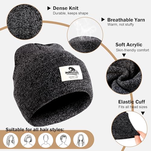 Unisex Winter Beanie Hats 3-Pack - Soft, Warm Knit Caps - Image 3