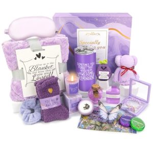 Lavender Spa Gift Basket: 16-Pc Self-Care Package for Women