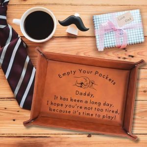 Leather Valet Tray for Dad: Sentimental Gift for Men