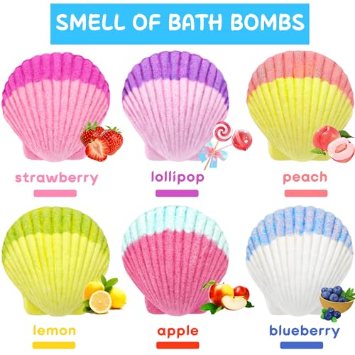 6 Pcs Mermaid Bath Bombs with Surprise Jewelry Toys - Image 5
