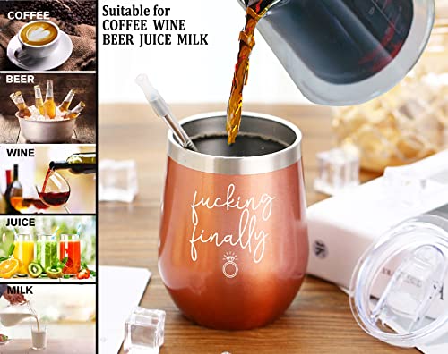 "Fucking Finally" Funny Engagement Gift Tumbler for Bride - Image 5
