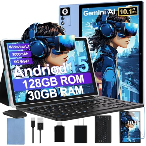 Android 15 Tablet with Keyboard & Gemini AI | 10" HD Display