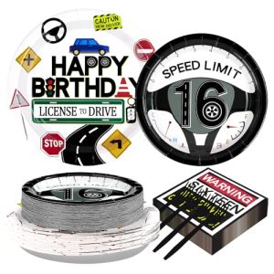 16th Birthday Drivers License Party Tableware Set (Serves 50)