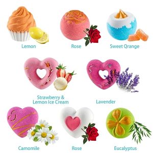 8 Pcs Valentine’s Day Bath Bombs for Women & Girls