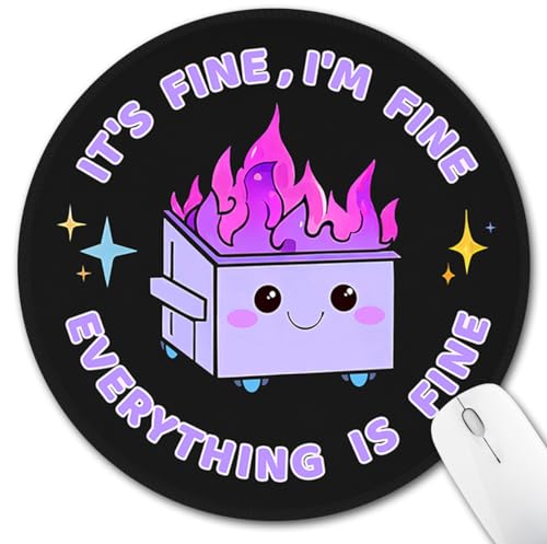 Funny "This is Fine" Dumpster Fire Mouse Pad - Cute Office Decor