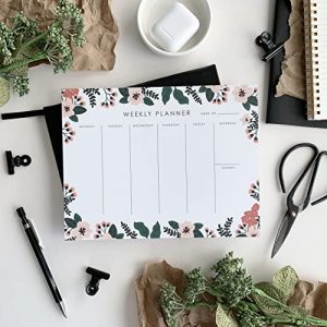 Undated Weekly Planner Notepad – Floral Desk Organizer