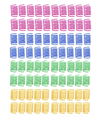 80 Pack Colorful Cat Spring Toys - Durable Indoor Play