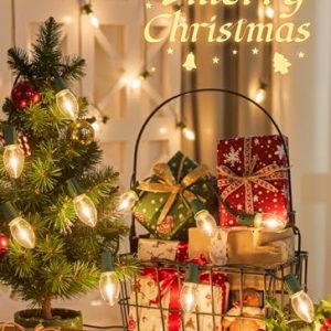 Minetom Vintage C9 LED Christmas Lights – 50ft Warm White