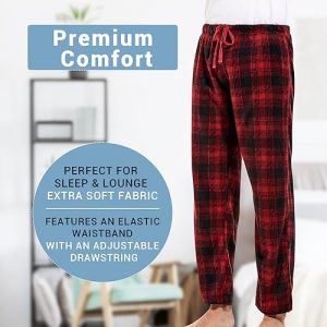 Men’s Plaid Fleece Pajama Pants – Warm Lounge PJs