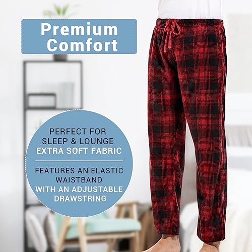 Men's Plaid Fleece Pajama Pants - Warm Lounge PJs - Image 2