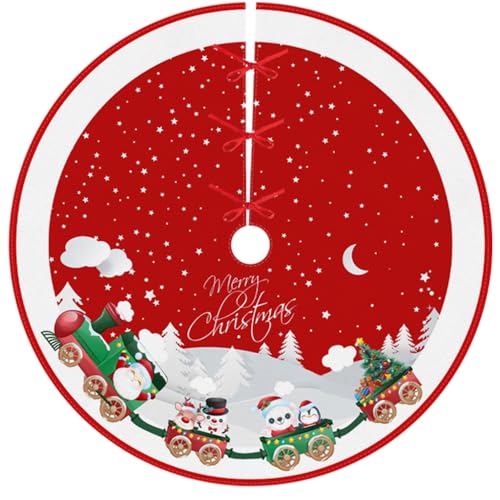 48-Inch Christmas Tree Skirt with Train & Snowflakes - Image 5
