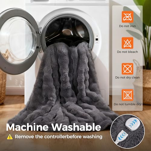 Luxury Faux Fur Heated Blanket - 8 Heat Settings & Auto-Off - Image 5